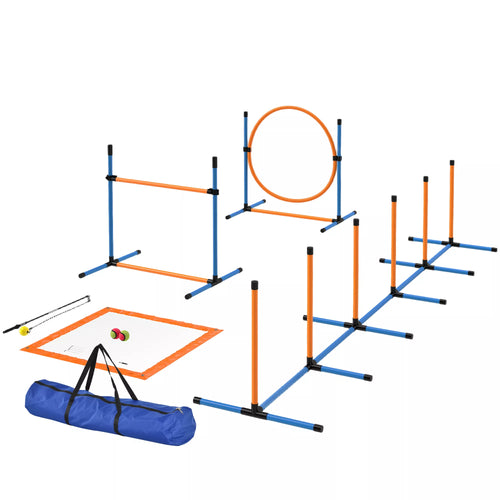Agility rinkinys šunims, 7 dalys. Agility įranga šunų dresūrai. Sudedamų kliūčių rinkinys žaidimams ir treniruotėms.