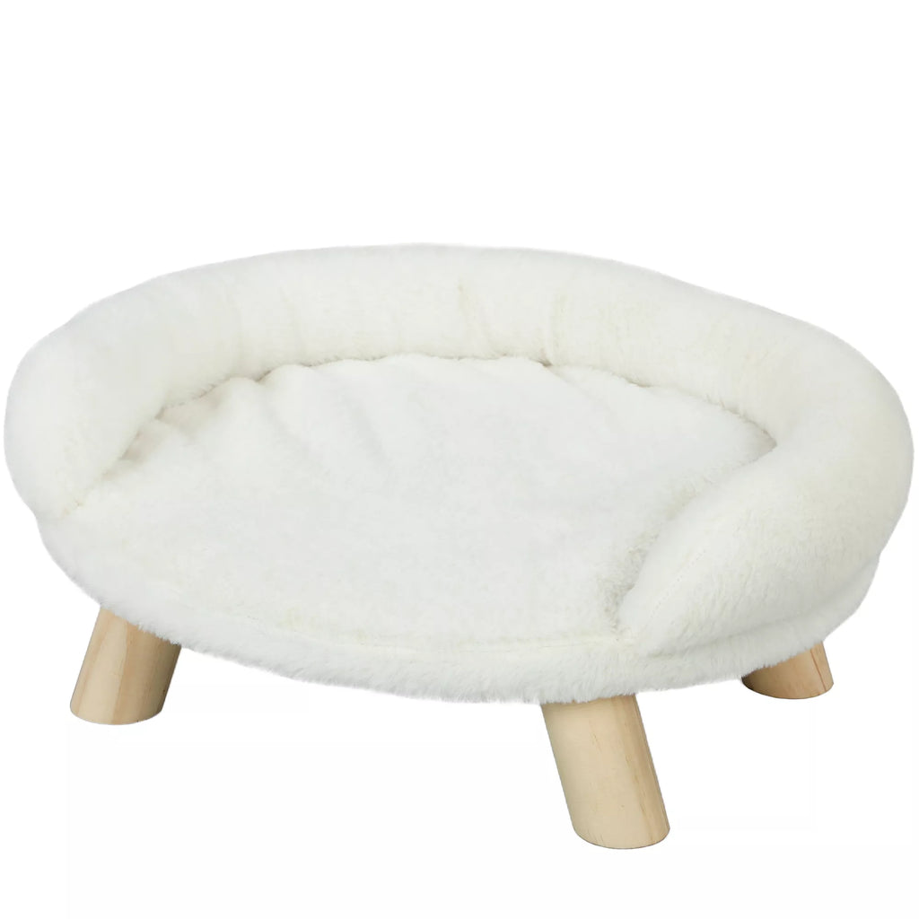 Naminių gyvūnėlių lova katėms ir šunims iki 5kg/30cm, su skalbiamu pliušiniu užvalkalu, kreminės baltos spalvos, 47 x 40 x 20 cm