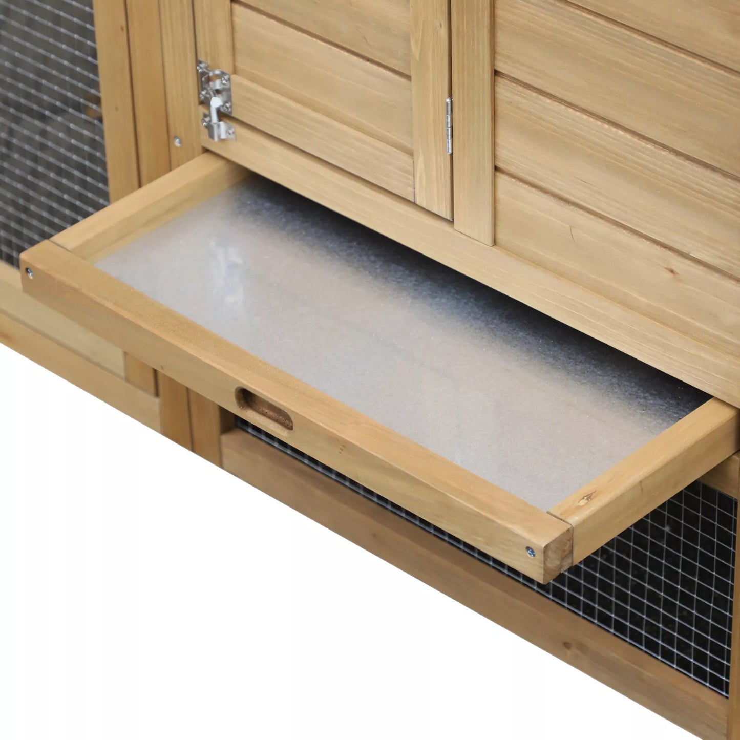 Vištidė Medinė vištidė 151,5 x 54 x 87 cm, laisvai prieinamas aptvaras su 2 lygiais, 2 durimis, lizdų dėžute, vandeniui atspariu stogu, išėjimu, rampa, vištidė sodui, natūrali