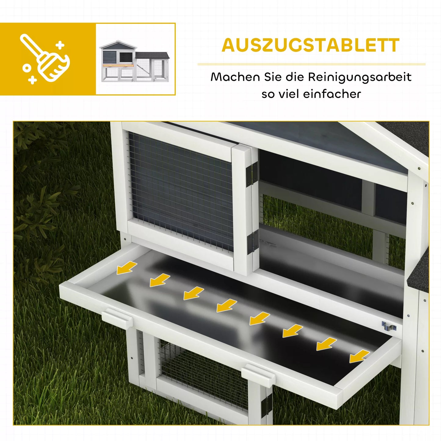 Mažų gyvūnėlių voljeras su laisva erdve, eglės mediena, 147 x 54 x 84 cm, pilkas