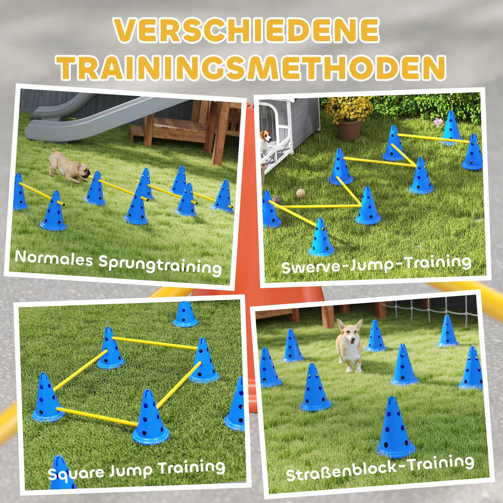 Agility rinkinys šunims 6 dalių agility įranga šunų dresūrai Stumiamų kliūčių rinkinys su 12 kūgiais 6 kliūtys Nešimo krepšys