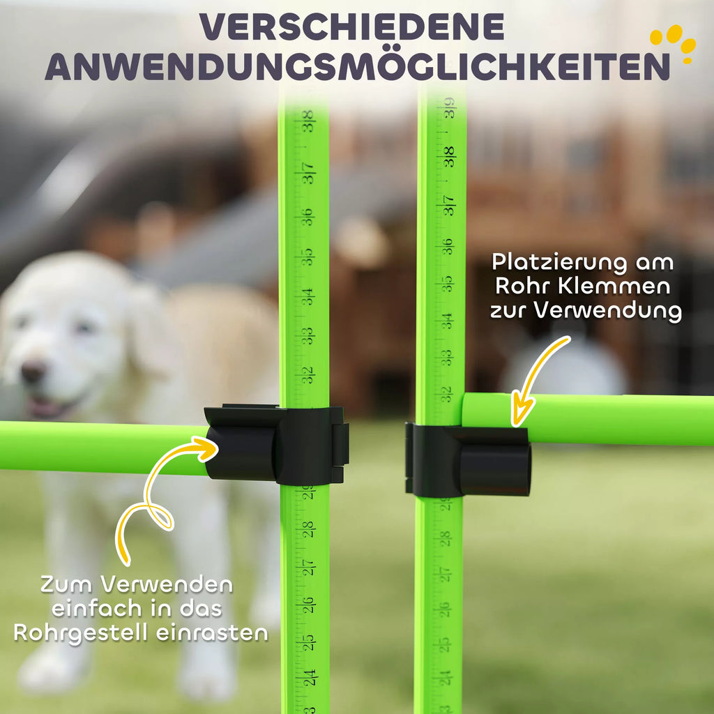 Agility rinkinys šunims 4 dalių aukščio reguliuojama agility įranga su 4 kliūtimis Nešimo krepšys 99 x 65 x 94 cm Žalia