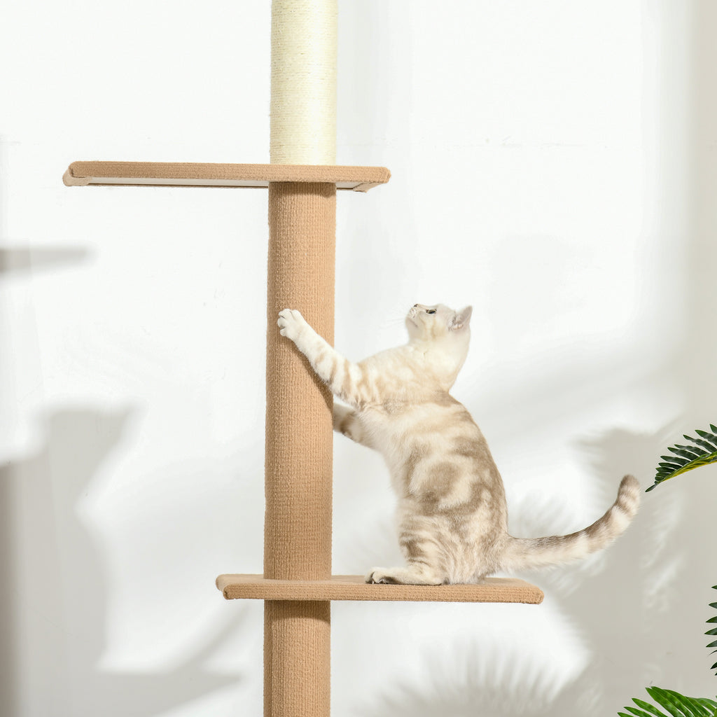 Draskyklė iki lubų 228–260 cm, reguliuojamo aukščio, su 4 platformomis, katėms iki 4 kg, chaki
