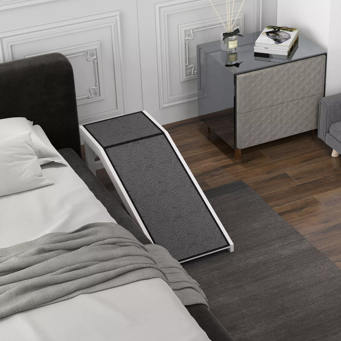 PawHut Gyvūnų rampos su neslystančiu kilimėliu 125 x 40 x 35,5cm pušies mediena