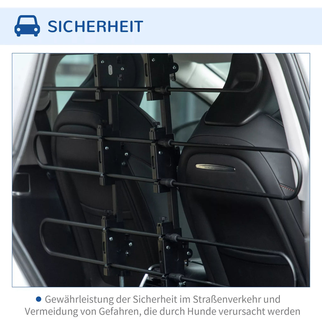 Šunų grotelės automobilio bagažinei, lengvai montuojamos, tvirtos ir formos stabilumo, plieninės, 150 x 9 x 124 cm