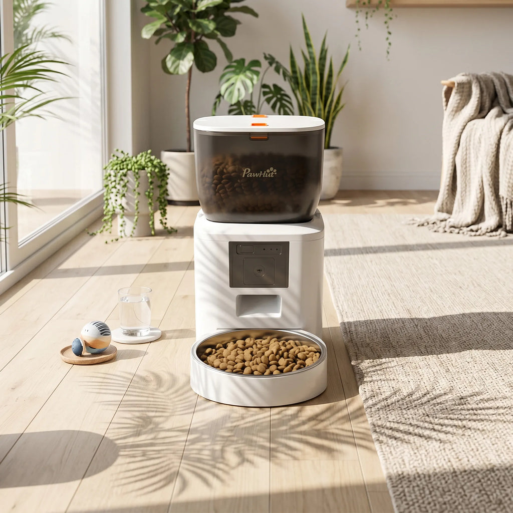 Išmanusis automatinis ėdalo dozatorius su kamera, 4 l, baltas 2,4 GHz WLAN