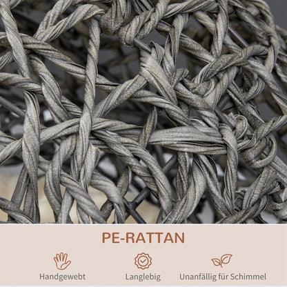 Katės namelis iš rotango su pagalvėle, katės miego vieta, katės guolis su paaukštintomis kojelėmis, sidabriškai pilkas, Ø52 x 58 cm