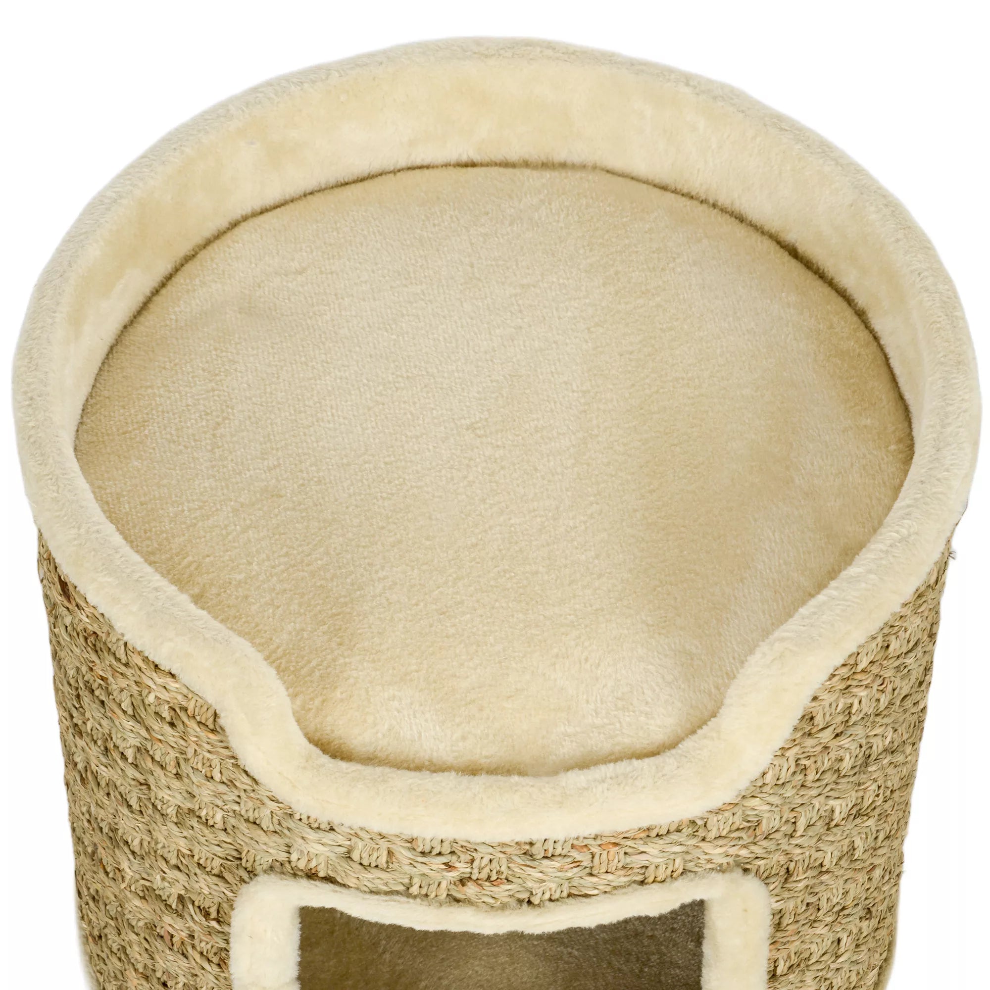 Kaķu skrāpēšanas stabs, rotaļu un atpūtas zona, plīša, Ø38 x 37A cm, haki-bēšs, līdz 5 kg