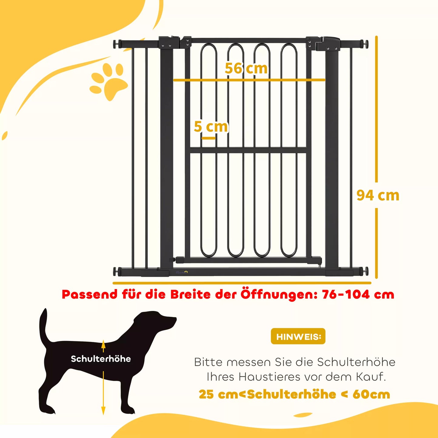 Suņu drošības vārtiņi, 76–104 cm, uzstādīšana bez urbšanas, vārtiņi kāpnēm