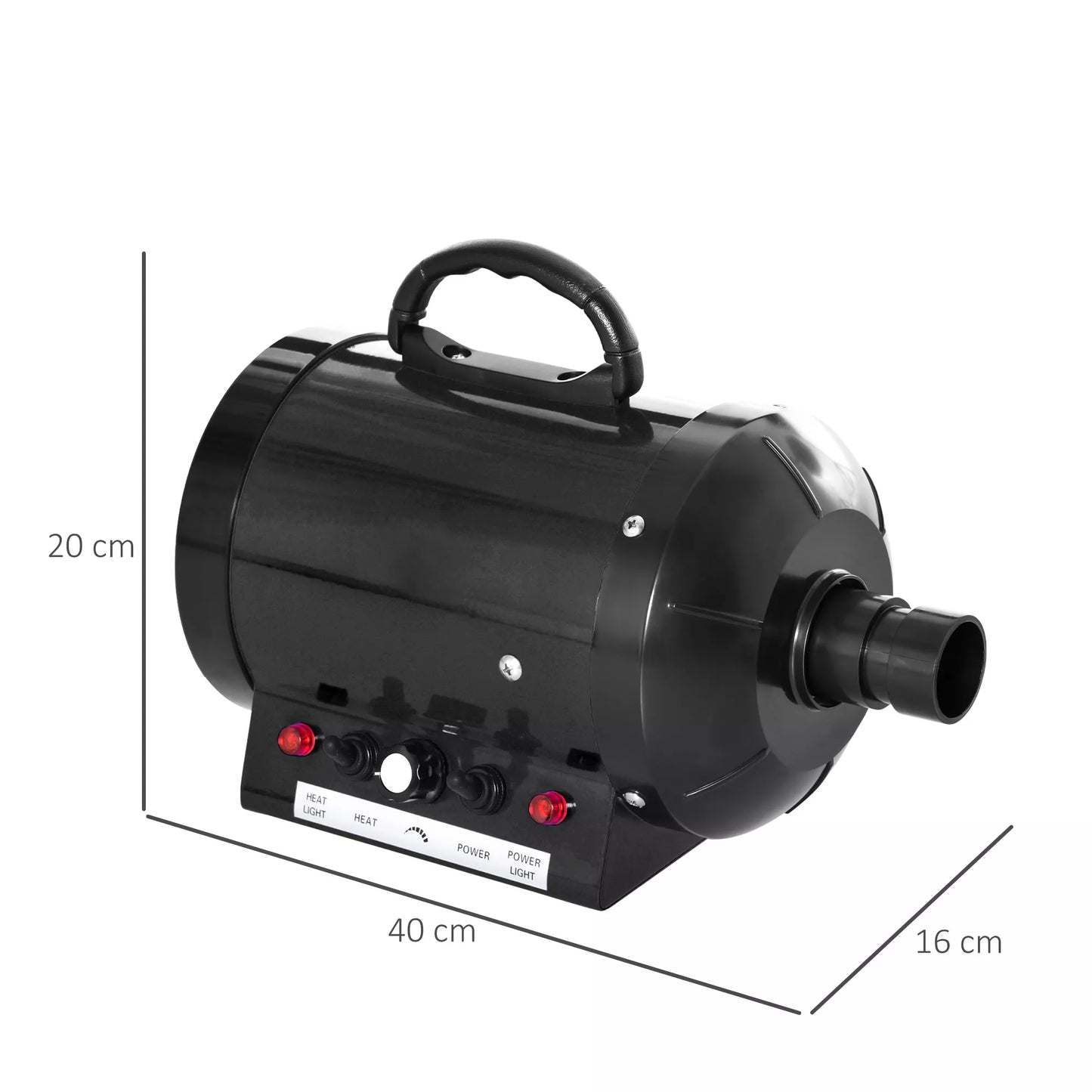 PawHut Profi Profesionali šunų ir gyvūnų džiovykla, tylioji, 2800W, metalinė, juoda, 40 x 16 x 20 cm