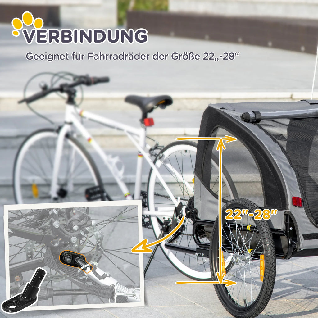 Šunų priekaba Dviračių priekaba iki 20 kg Tinklinis langas, suskleidžiamas dangtis, universali jungtis Juoda, 140 x 71 x 83 cm