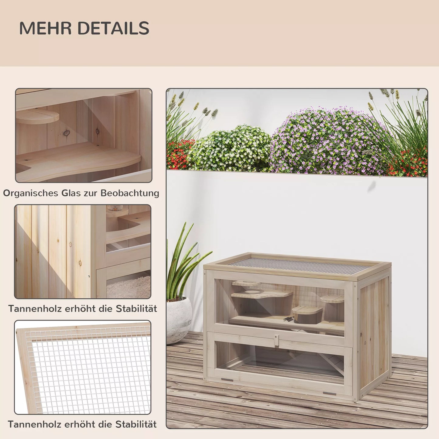 Medinis narvelis smulkiems gyvūnams / graužikams 60 x 35 x 42 cm