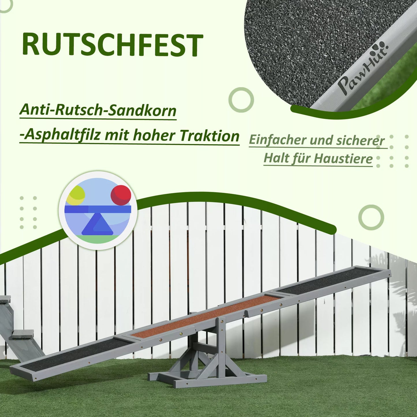 Šunų balansyras Aqulity, Šunų sporto balansyras, 180 x 30 x 30 cm, Pilka + Ruda