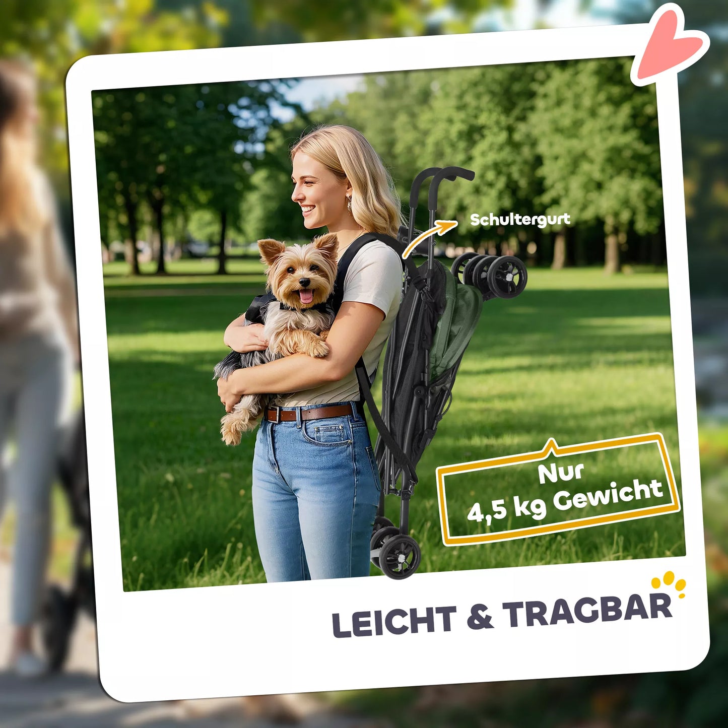 Mājdzīvnieku ratiņi, drošības siksnas, sieta logs, 76 cm platums x 44 cm dziļums x 103 cm augstums, tumši zaļi