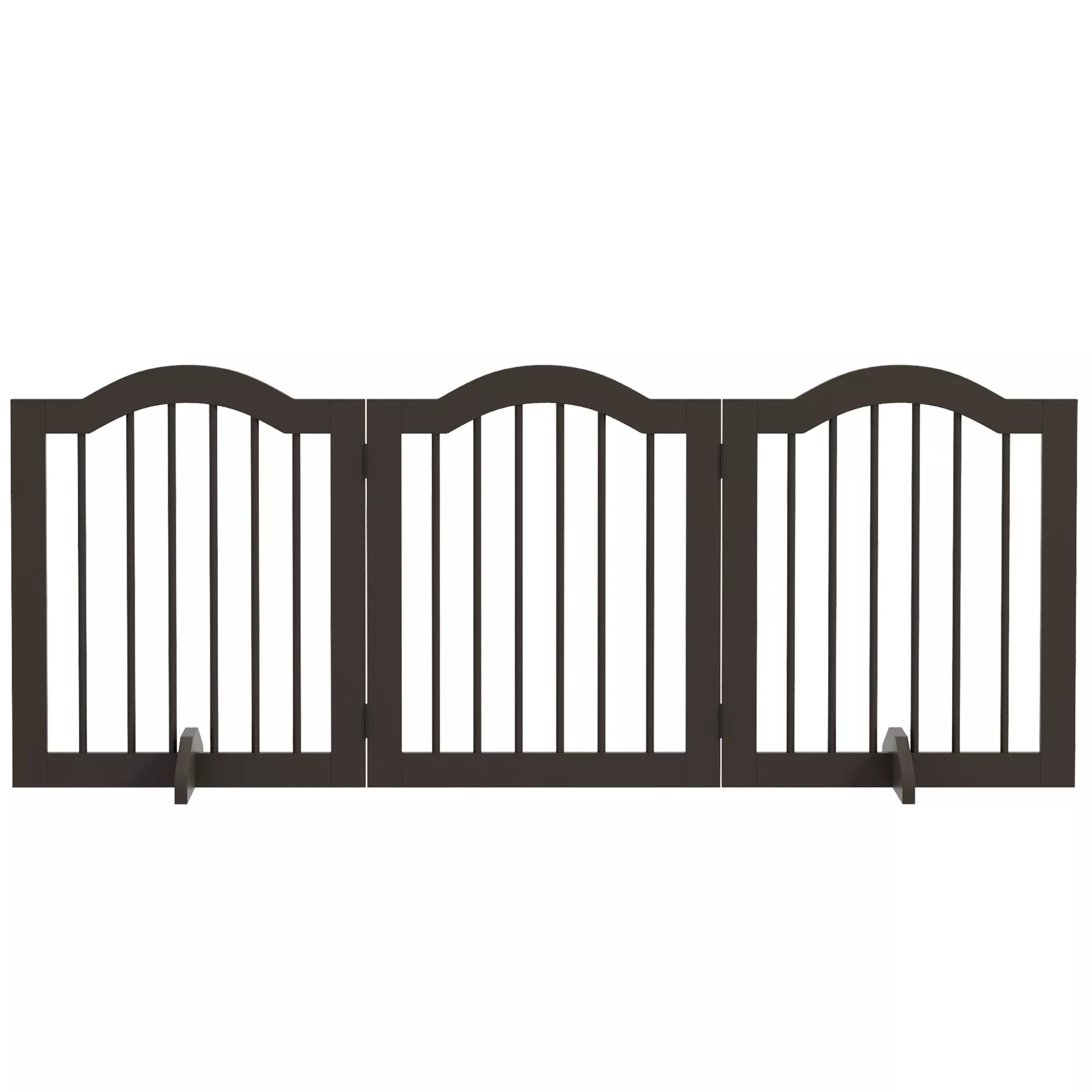 Apsauginis barjeras šunims, 3 skydai, sulankstomas, vientisa mediena ir MDF, 154,5 x 29,5 x 61 cm, spalva kava