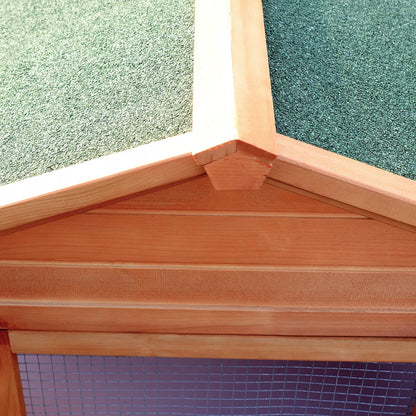 Mazo dzīvnieku kūts/būris ar 2 āra aplokiem, 2 rampām, 309 cm x 79 cm x 86 cm, dabīga + zaļa krāsa