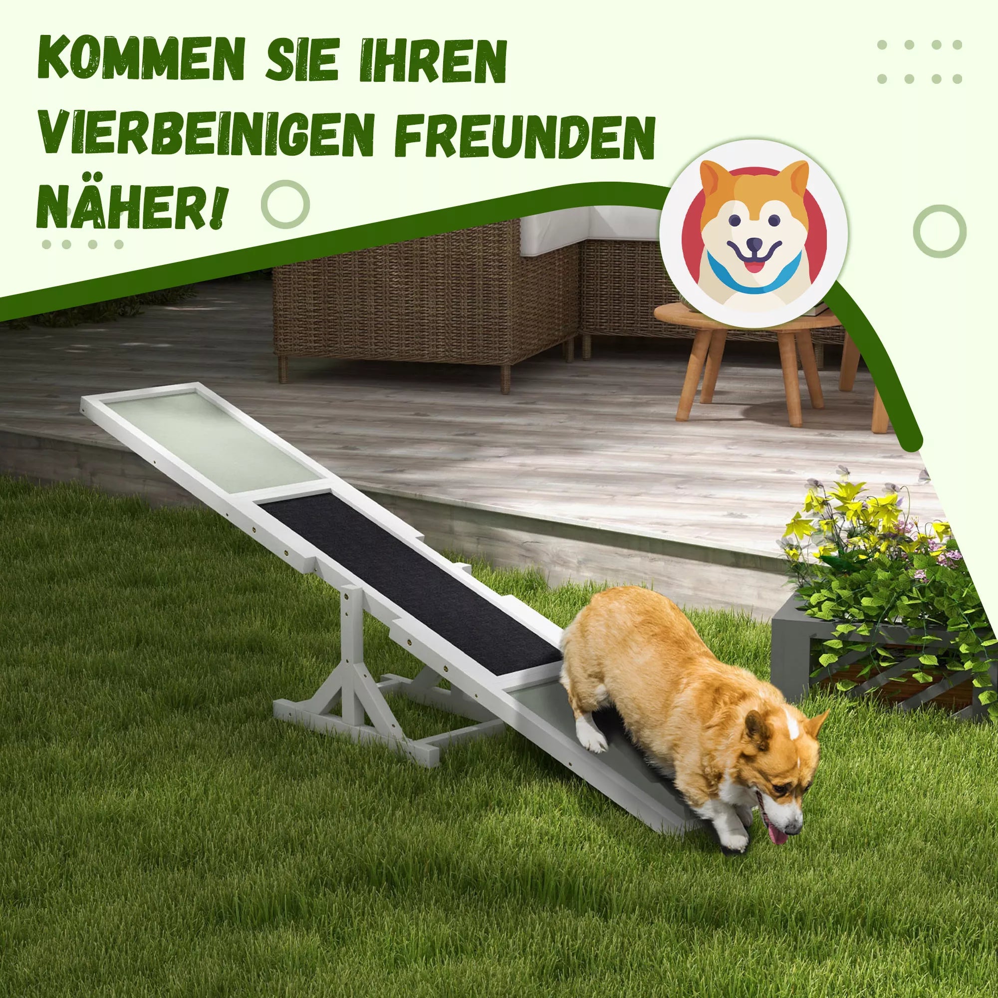 Šunų balansyras Agility treniruotėms, neslystantis, atlaiko iki 50 kg, 180 x 30 x 30 cm