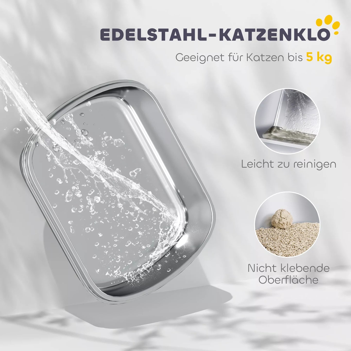 Uždaras nerūdijančio plieno kačių tualetas su durelėmis, kvapų maišeliais ir samteliu