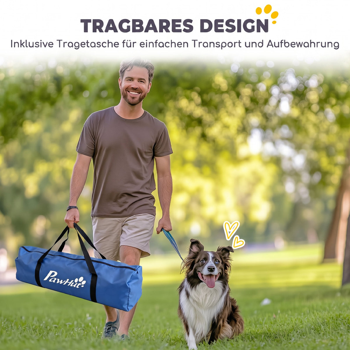 Agility rinkinys šunims, 8 dalių, su tuneliu, slalomo stulpais, reguliuojamais barjerais ir šuolių lanku, oranžinis