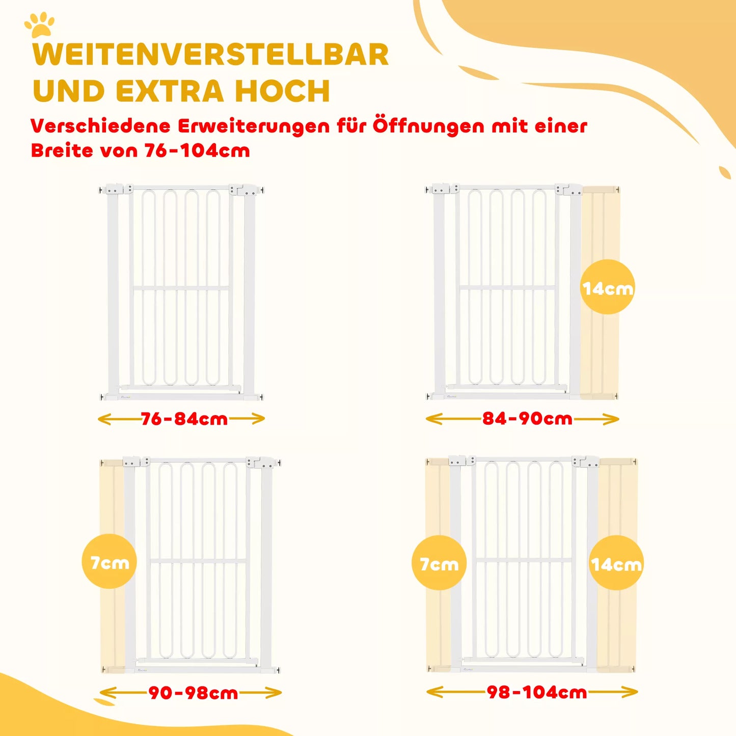Apsauginiai varteliai šuniui, 76-104 cm, montuojami be gręžimo, varteliai laiptams
