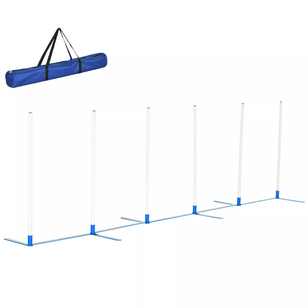 Agility rinkinys šunims, 6 dalių agiliti įranga šunų dresūrai, sulankstomas, su šuolių kartuvėmis ir 6 slalomų kartuvėmis, nešiojimo krepšys, treniruočių priedas, koordinacijos treniruotės, agiliti rinkinys žaidimams ir treniruotėms