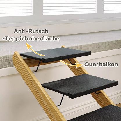 Šunų laipteliai, šunų rampa, reguliuojamas aukštis, neslystantis, sulankstomas, 83x40x62,5 cm, mediena/balta