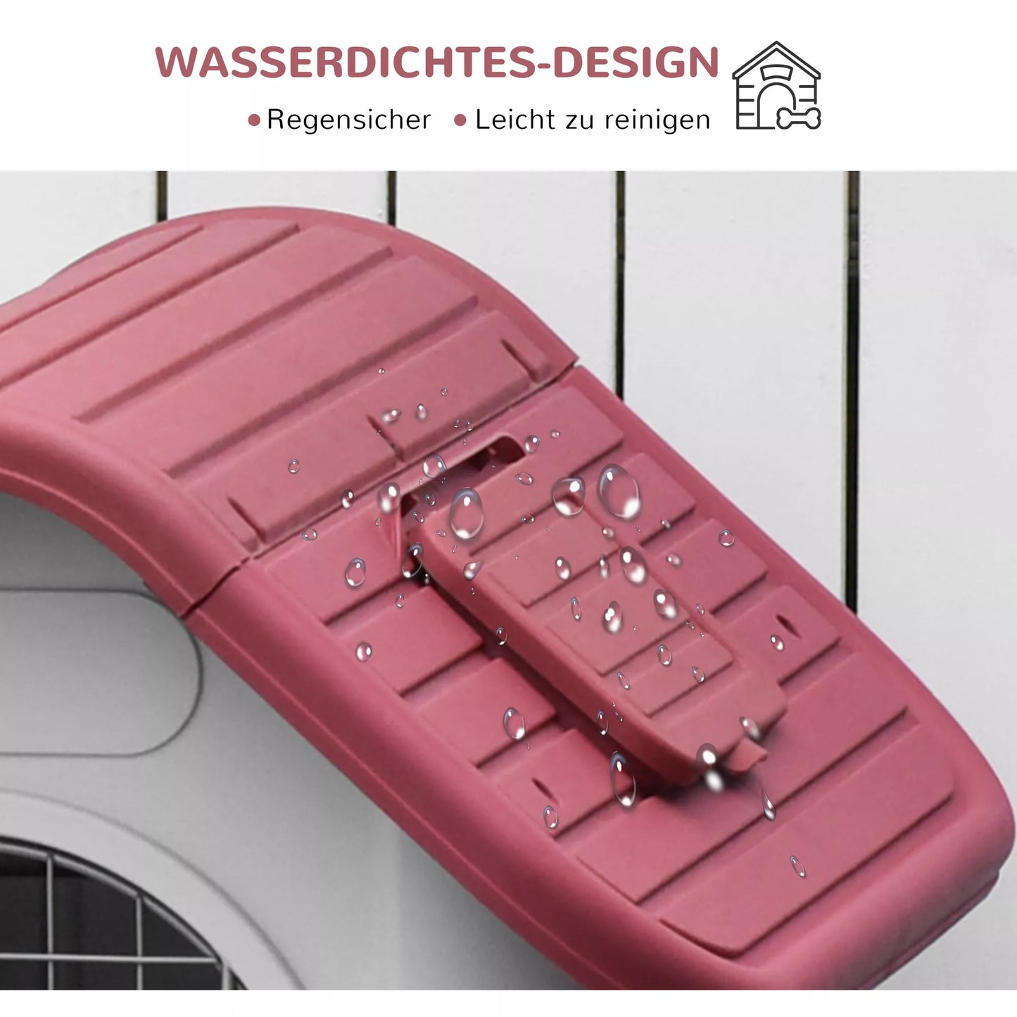 Lauko šunų namelis su stoglangiu, įėjimu, prieglauda mažiems šunims, smulkių gyvūnų būdelė, oro cirkuliacija, atsparus vandeniui, metalas, plastikas, raudona+šviesiai pilka 59 x 75 x 66 cm