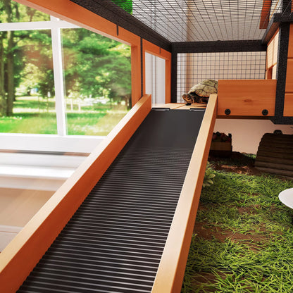 Bruņurupuču māja, mazu dzīvnieku aploks, 2 istabas, 2 stāvi, logi, rampas, aksesuāri, koks, tērauds, dzeltena