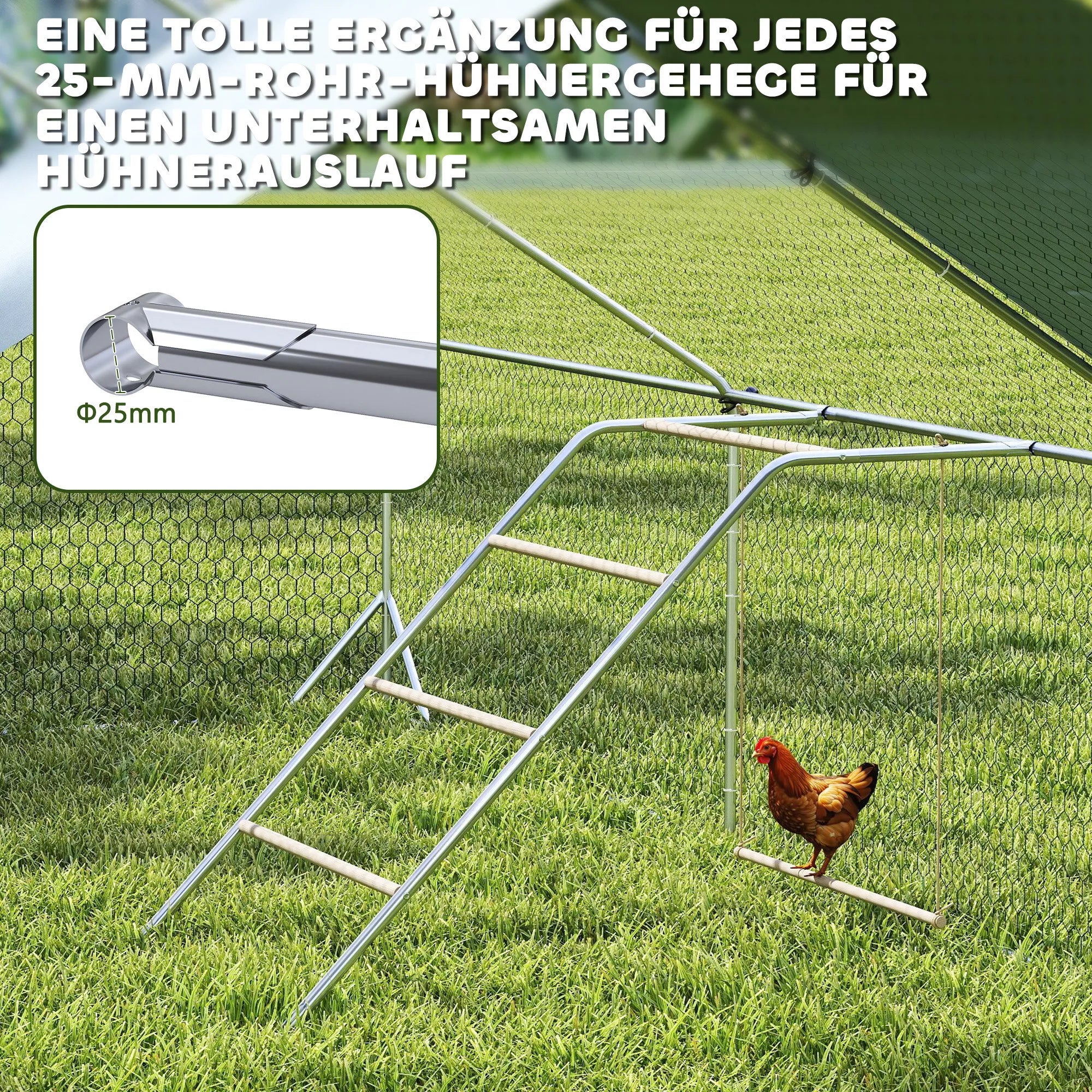 Medinis vištidės žaidimų kompleksas, vištidės žaidimų aikštelė su vištidės strypais, reguliuojama sūpynė, 82 x 150 x 110 cm, sidabrinė spalva