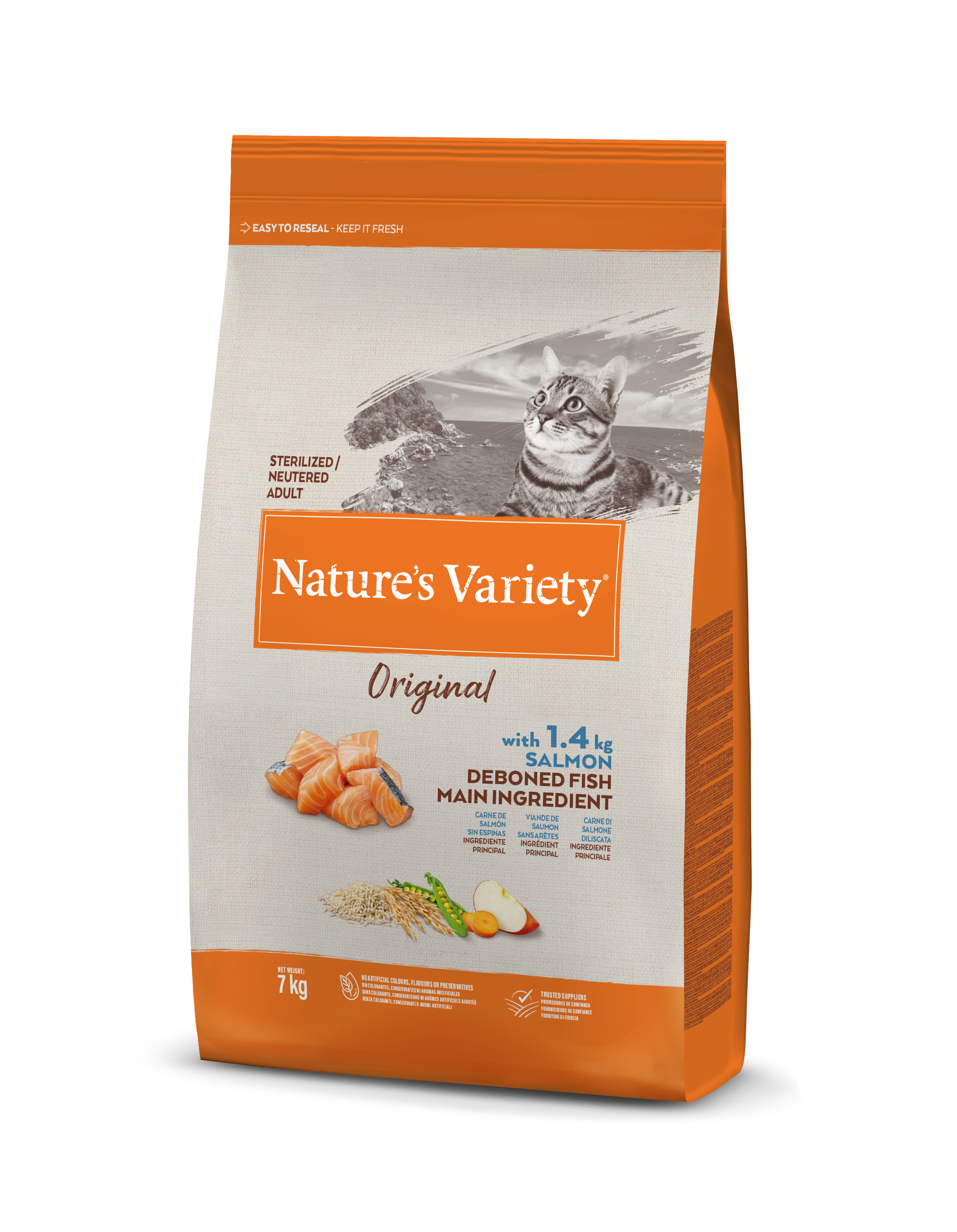 Nature's variety Original Sterilized Cat Sausas maistas sterilizuotoms katėms su lašiša 7 kg