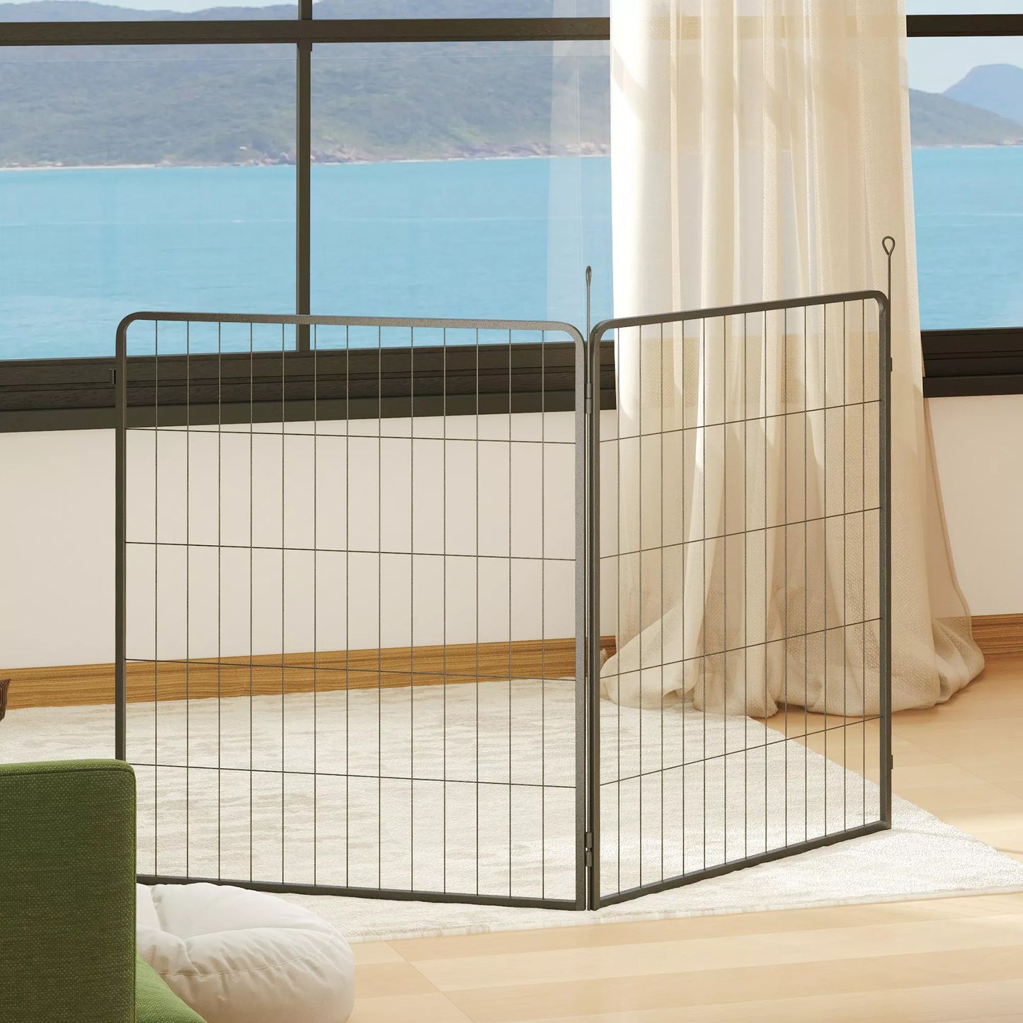 2 vnt. praplėtimas šuniukų aptvarui, šunų tvoros panelės, naminių gyvūnėlių žaidimų aikštelė, plieninė šuniukų tvora, pilka