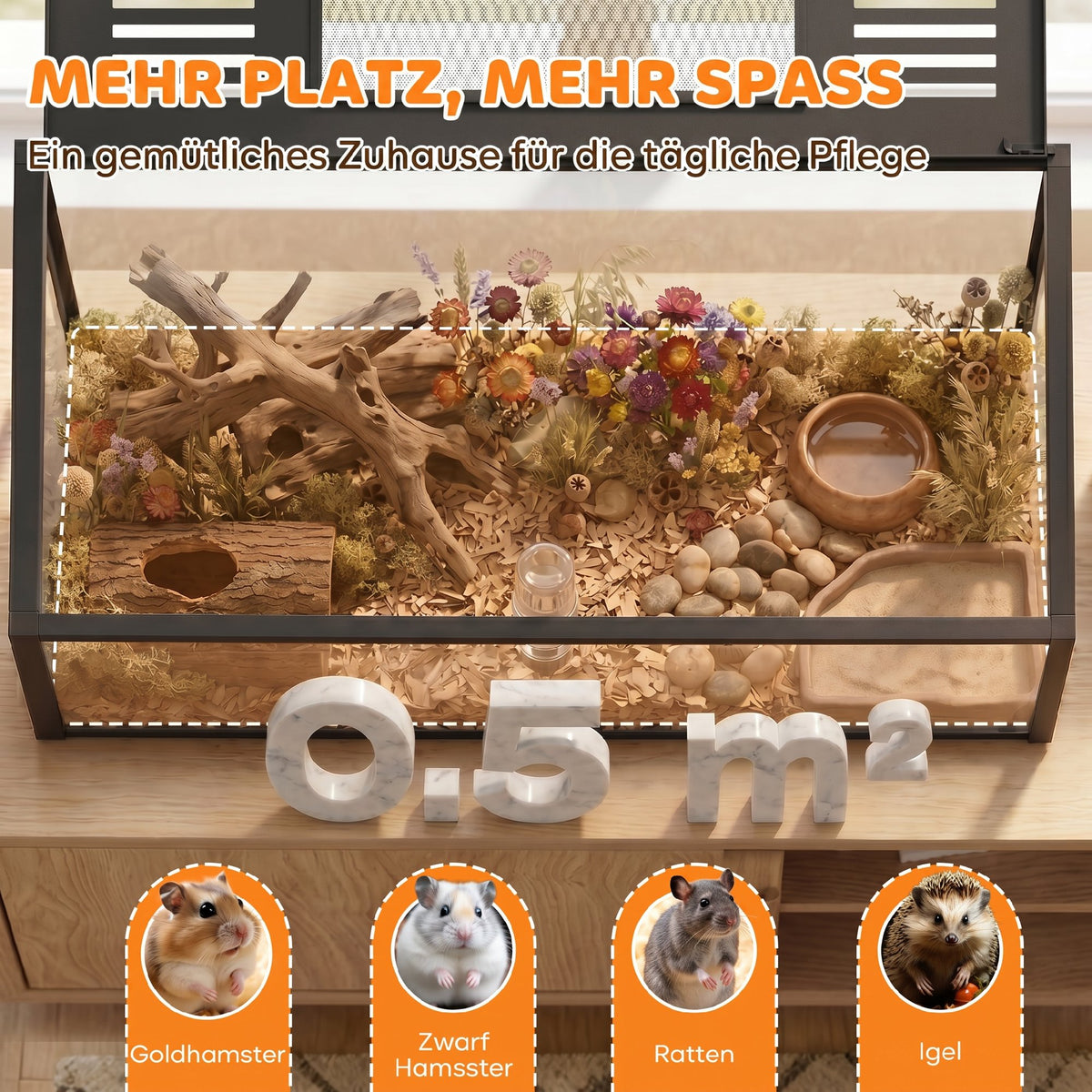 Žiurkėnų narvas 100x50x52,5 cm, akrilinis, su atidaromu dangčiu, durelėmis ir giliu padėklu, juodas