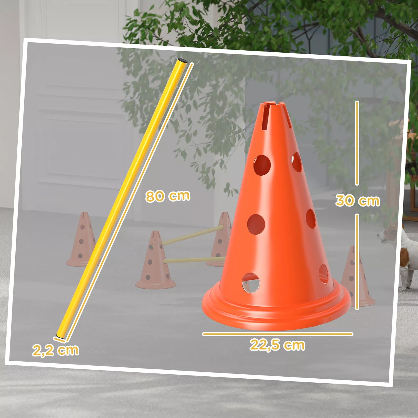 Agility rinkinys šunims 3 dalių agility įranga šunų dresūrai Stumiamų kliūčių rinkinys su 6 kūgiais 3 kliūtys Nešimo krepšys