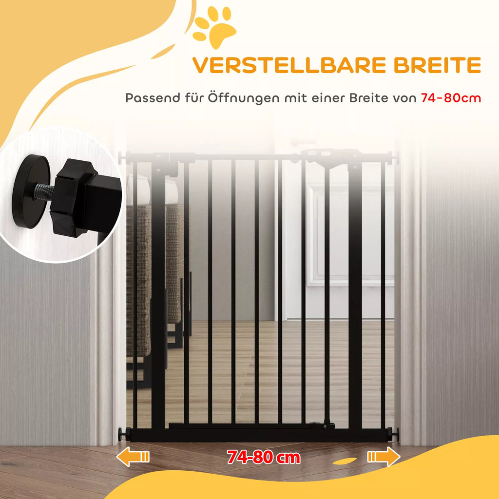 Apsauginiai varteliai šunims, barjeras augintiniams, metalas, plastikas, 74-80 cm, juodi