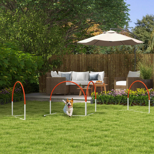 Agility rinkinys šunims, 4 dalių, su nešiojimo krepšiu, plastikas, 89x69x99 cm, balta+oranžinė