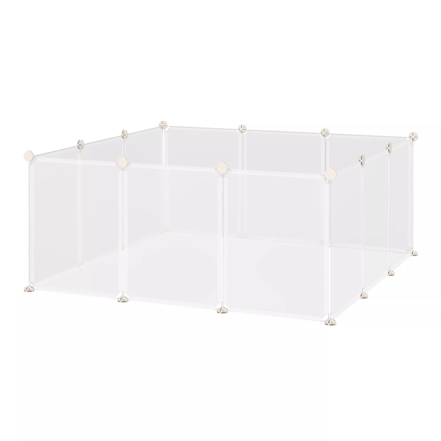 Lauko aptvaras, žaidimų aptvaras, PASIDARYK PATS, grotelių aptvaras, atitvaras smulkiems gyvūnėliams, vidaus aptvaras, 12 skydelių, baltas, metalas, PP derva, 105 x 105 x 45 cm