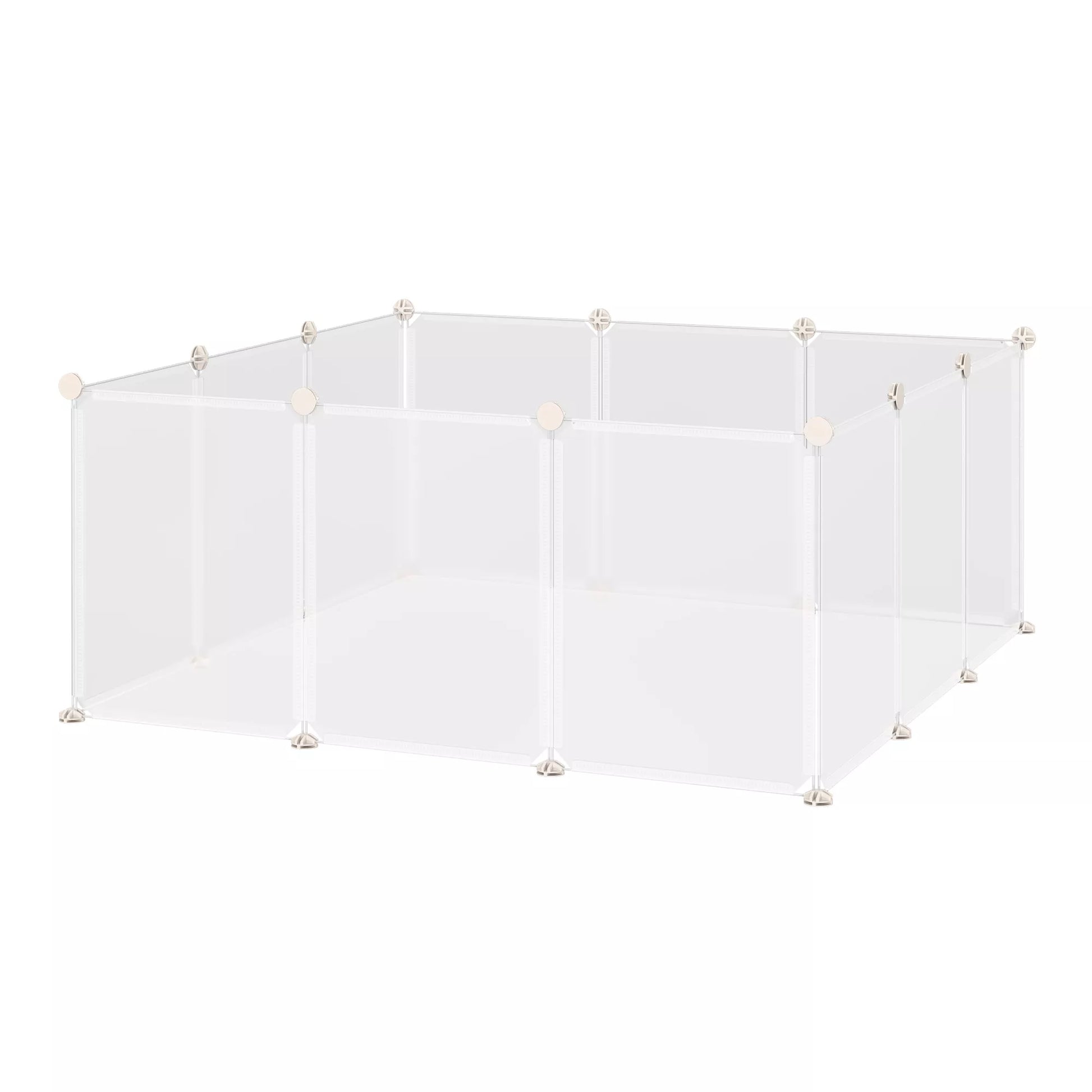 Lauko aptvaras, žaidimų aptvaras, PASIDARYK PATS, grotelių aptvaras, atitvaras smulkiems gyvūnėliams, vidaus aptvaras, 12 skydelių, baltas, metalas, PP derva, 105 x 105 x 45 cm