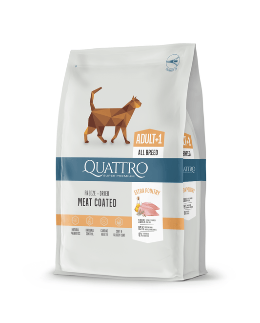Quattro Extra Poultry Sausas pašaras katėms su daug paukštienos