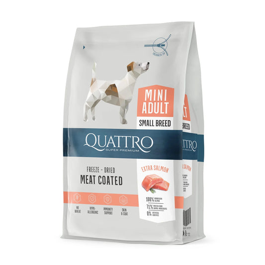 Quattro Mini Salmon Sausas pašaras mažų veislių šunims su lašiša