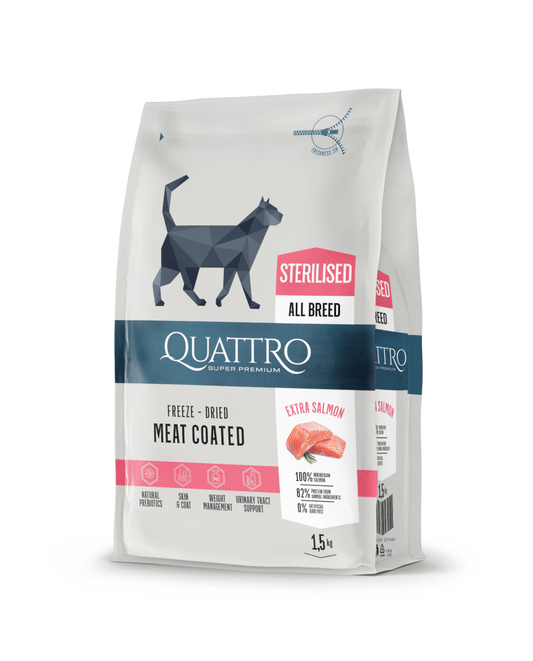 Quattro Extra Poultry Sterilized Sausas pašaras sterilizuotoms katėms su paukštiena
