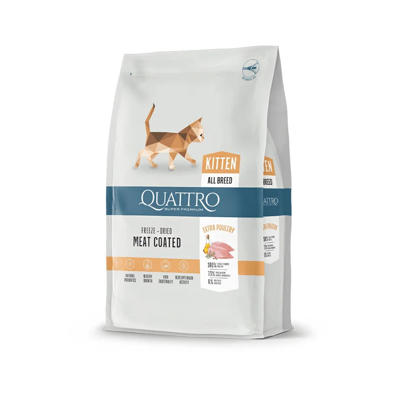 Quattro Kitten Sausas pašaras kačiukams su paukštiena 1.5 kg