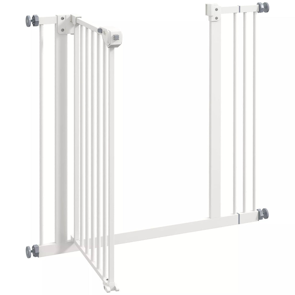 Apsauginiai varteliai šunims, užtvaras, varteliai augintiniams, metalas, plastikas, 74-87 cm, baltas
