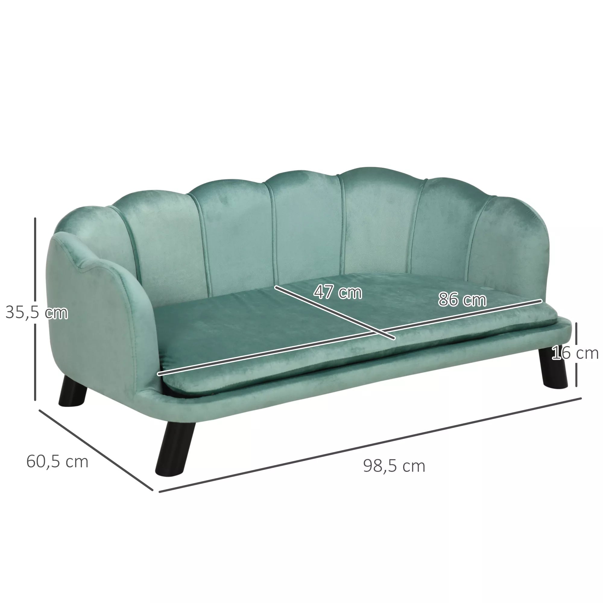 Gyvūnėlio sofa vidutinio dydžio ir dideliems šunims iki 25 kg, tvirta mediena, paminkštinta, žalia