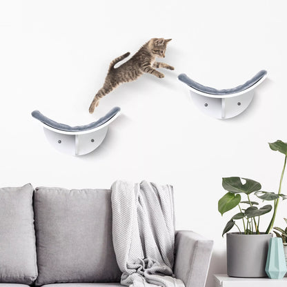 Cat bed on the wall, cat shelf with plush padding, gray, 41 x 28 x 21 cm