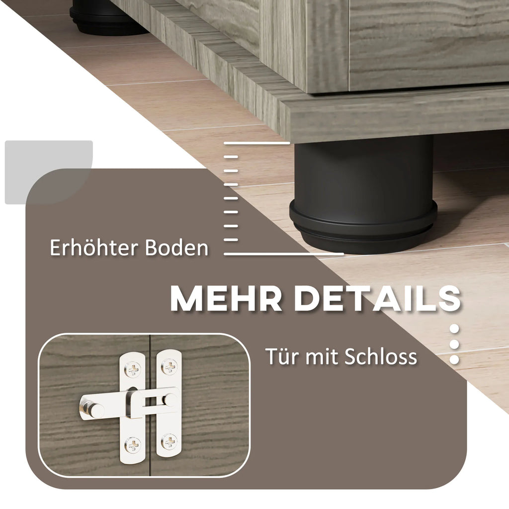 Suņu būris ar guļampaklājiņu, līdz 20 kg/50 cm ķermeņa garumam, metāla, 80x56x63 cm, pelēks/koka raksts