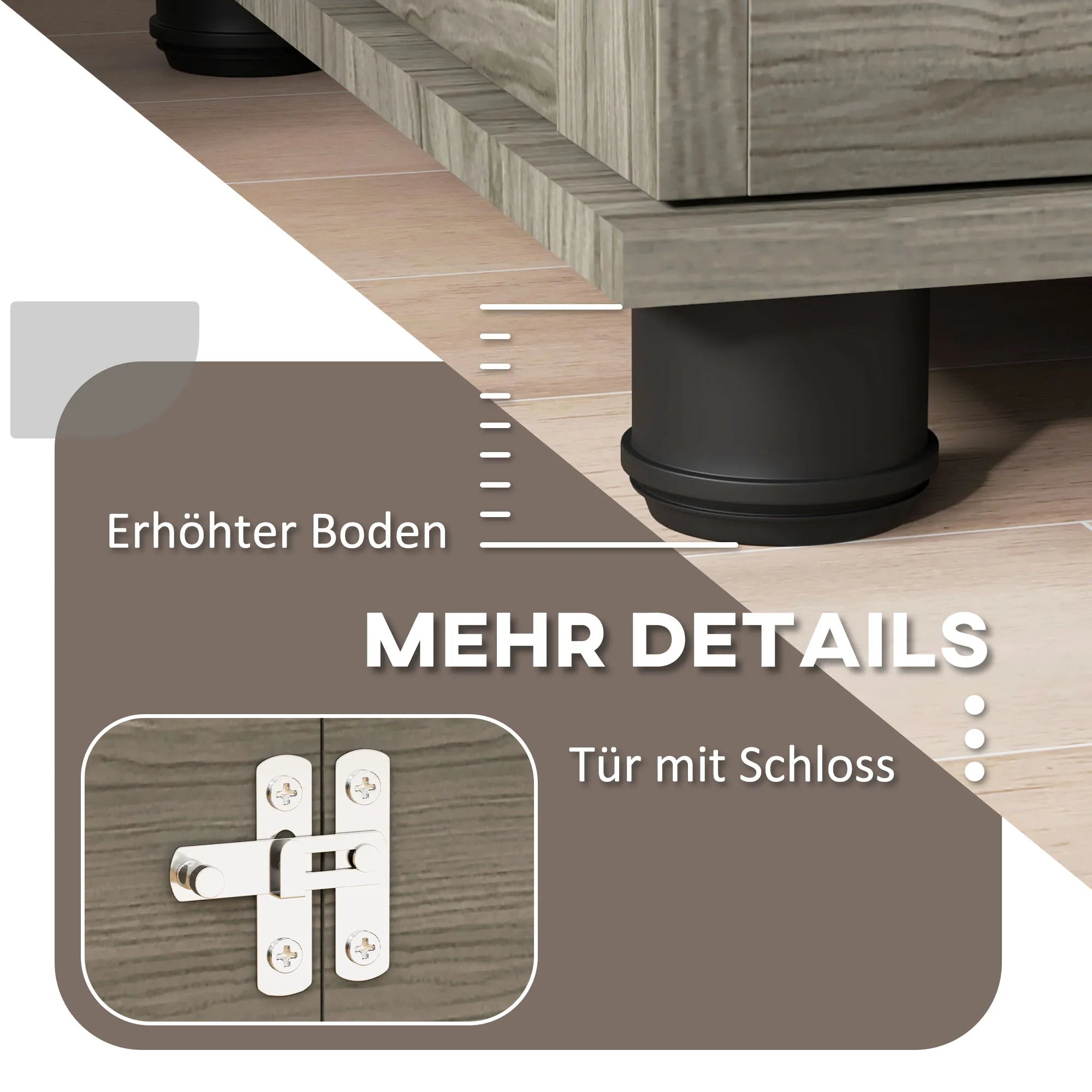 Suņu būris ar guļampaklājiņu, līdz 20 kg/50 cm ķermeņa garumam, metāla, 80x56x63 cm, pelēks/koka raksts