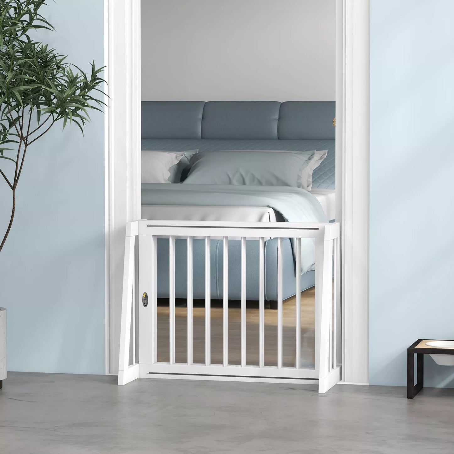 Laisvai pastatomas ir ištraukiamas apsauginis barjeras šunims, 71–190 cm (baltas)