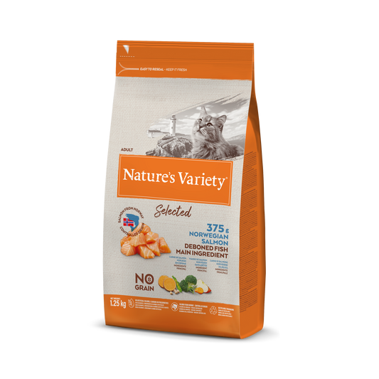 Nature's Variety Selected Adult Cat Sausas maistas suaugusioms katėms su lašiša 1,25 kg