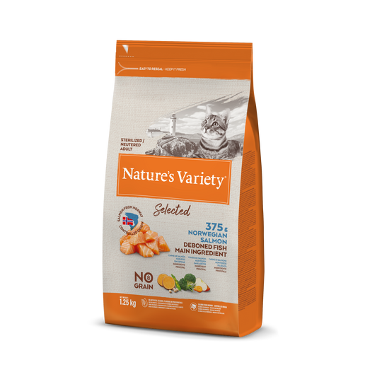 Nature's Variety Selected Sterilized Cat Sausas maistas sterilizuotoms katėms su lašiša 1,25 kg
