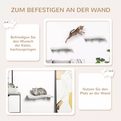 PawHut Katėms skirta kopėčių tipo sienelė, katės guolis, sieniniai katės lentynos, sieniniai katės baldai iki 4,5 kg, balta